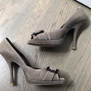 Michel Perry canvas heel with buckle